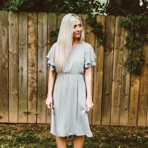 Lavender gray flutter sleeve dress